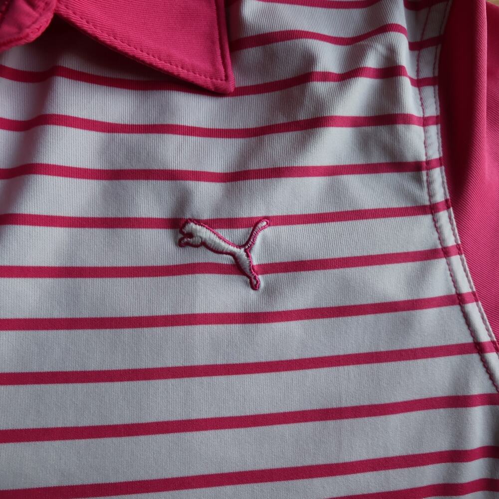 Puma Golf Pink Striped Polo L DryCELL Performance Shirt Sz L Women's XL - Picture 6 of 10